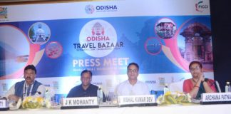 JK Mohanry, Chairman, Tourism Panel, FICCI Odisha Council addressing the media at OTB 2018 press meet