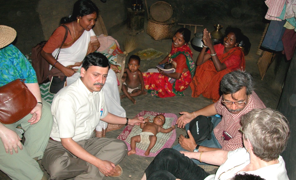 Dr Pinaki Panigrahi, pediatrician and public health expert at a field site in Odisha