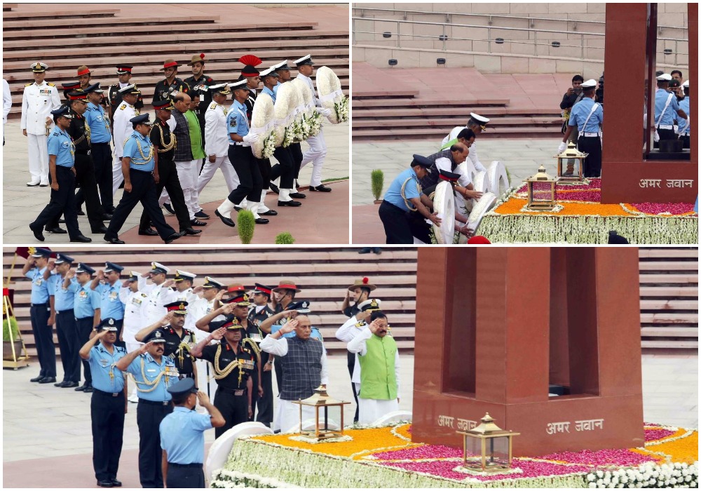 Rajnath Singh Pays Tribute To Jawan At War Memorial