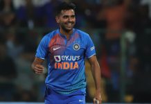 Deepak Chahar of India reacts during the 3rd T20I match between India and South Africa held at the M Chinnaswamy Stadium in Bangalore on the 22nd September 2019